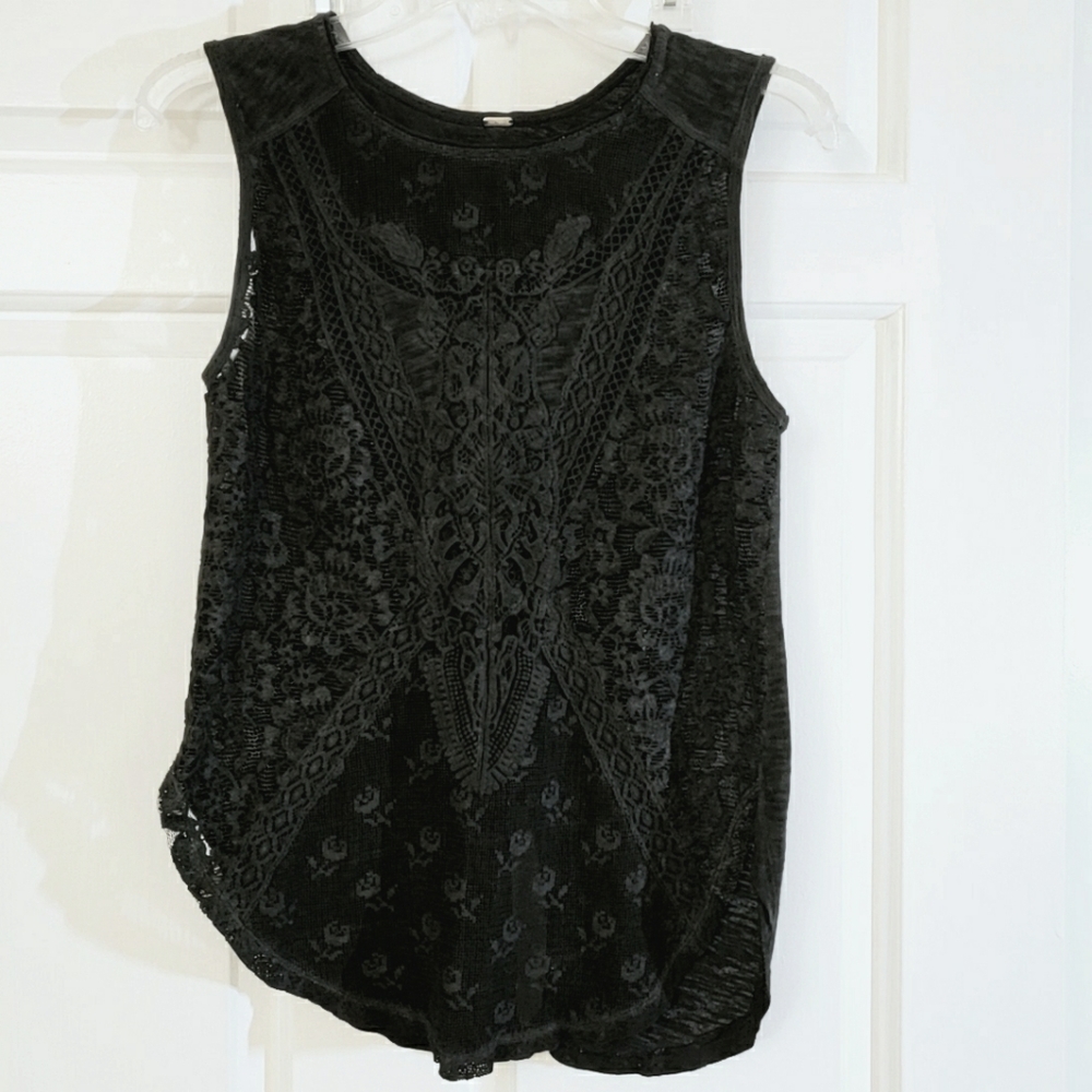 Free People crochet lace front tank top